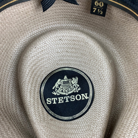 STETSON Chapeau Fedora avec ruban de paille gris clair taille 7,5