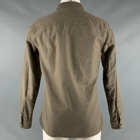 ALLSAINTS Size S Green Cotton Flannel Long Sleeve Shirt
