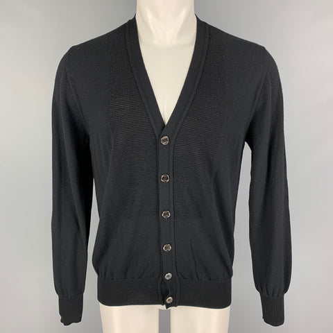 BURBERRY LONDON Size M Black Knit Extra Fine Merino Wool / Viscose Cardigan