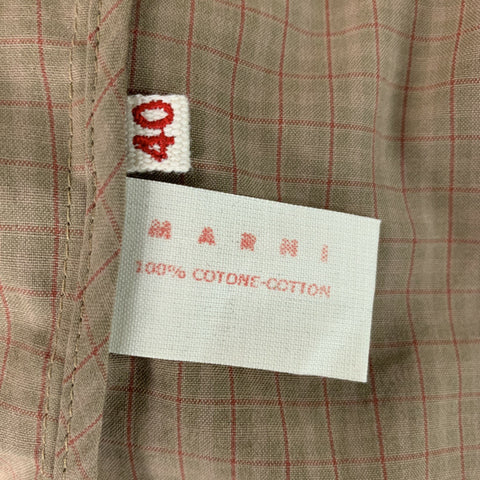 MARNI Size 4 Tan & Red Cotton Plaid Cropped Jacket