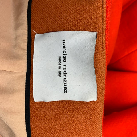 NARCISO RODRIGUEZ Taille 4 Manteau sans col en laine mélangée rouge