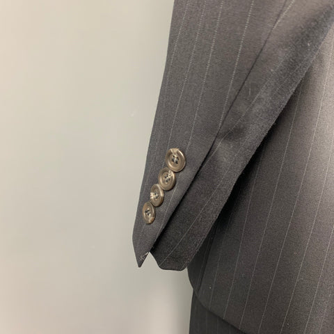 LAUREN by RALPH LAUREN 42 Regular Navy Pinstripe Wool Notch Lapel 3 Piece Suit