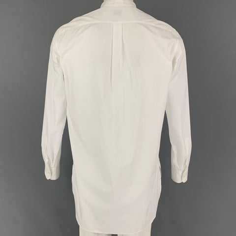 DRIES VAN NOTEN FW 16 Size M White Embroidery Cotton Nehru Collar Long Sleeve Shirt