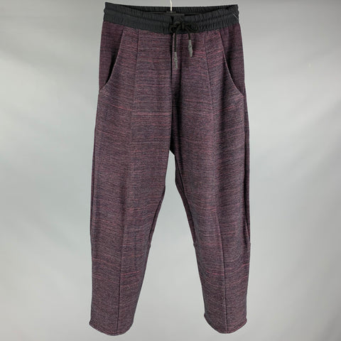 BYBORRE Size S Black Red Textured Cotton Joggers Casual Pants