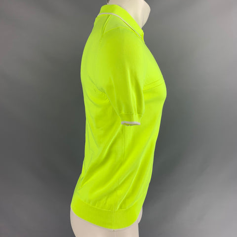 ADAM SELMAN Polo con media cremallera de nailon liso blanco neón talla S