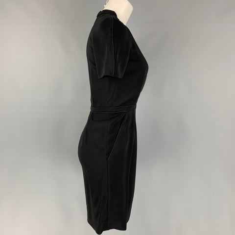STELLA McCARTNEY Size 2 Black Viscose Pleated V-Neck Dress