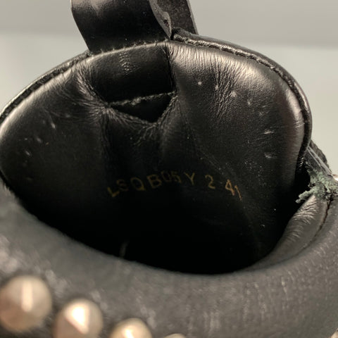 VALENTINO Size 8 Black Silver Studded Leather Lace Up Sneakers
