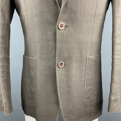 TALLIA Size 38 Taupe  Linen Notch Lapel Patch Pocket Sport Coat Jacket