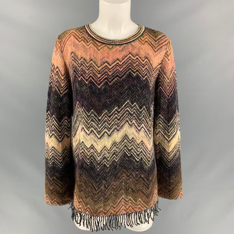 MISSONI Size 10 Multi-Color Wool Blend Knitted Dress Top