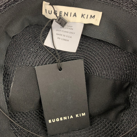 EUGENIA KIM Beatrix Black Woven Hemp / Cotton Hat