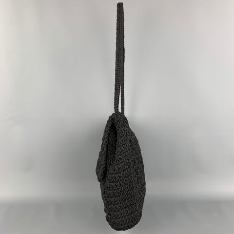 CARRIE FORBES Black Crochet Shoulder Strap Handbag