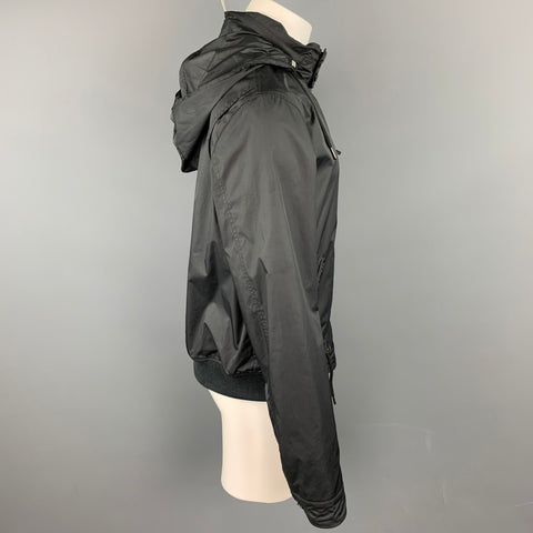 Y-3 Size M Black Polyester Zip Up Hooded Jacket