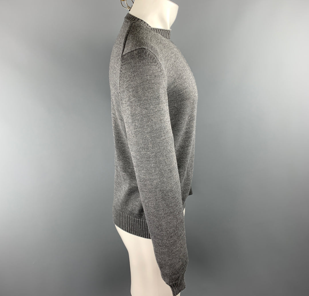 JIL SANDER Size 40 Dark Gray Knitted Wool Crew-Neck Sweater