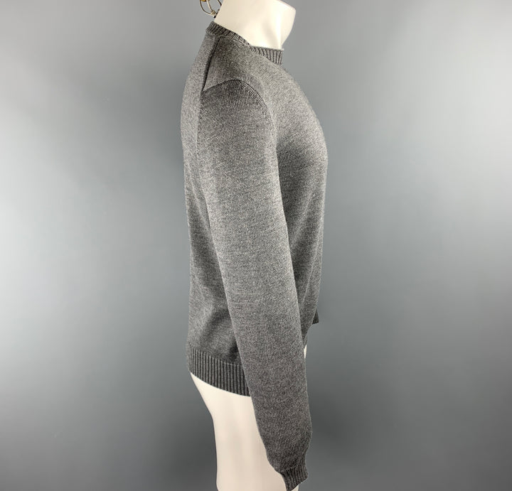 JIL SANDER Taille 40 Pull col rond en laine tricotée gris foncé