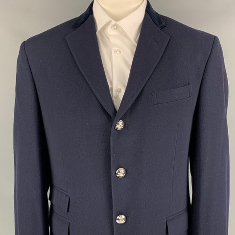 POLO by RALPH LAUREN Size 44 Regular Navy Virgin Wool Notch Lapel Sport Coat