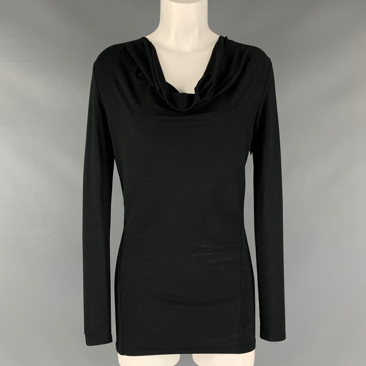RALPH LAUREN Size S Black Viscose  Elastane Long Sleeve Pullover