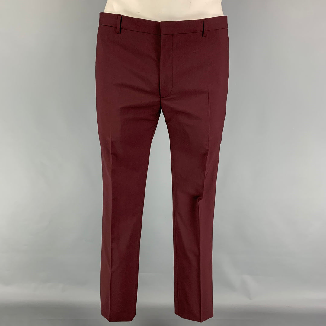 PAUL SMITH Kensington Fit Size 42 Regular Burgundy Wool Mohair Notch Lapel Suit