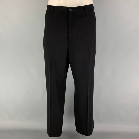 EMPORIO ARMANI Size 44 Black Wool Peak Lapel Tuxedo Suit