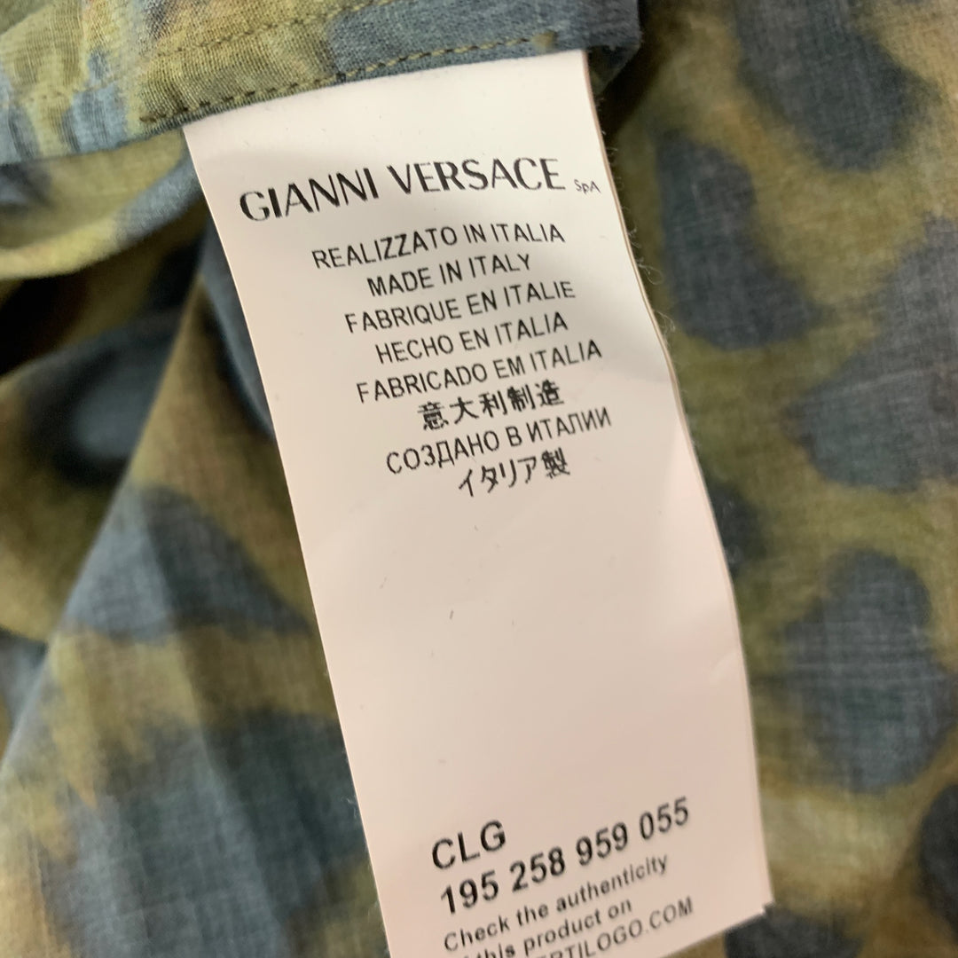 VERSUS by GIANNI VERSACE Size 44 Green Black Animal Print Long Sleeve Shirt