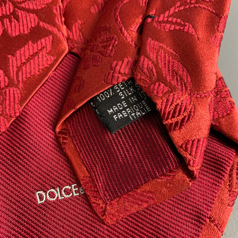 DOLCE & GABBANA Red Floral Brocade Tie