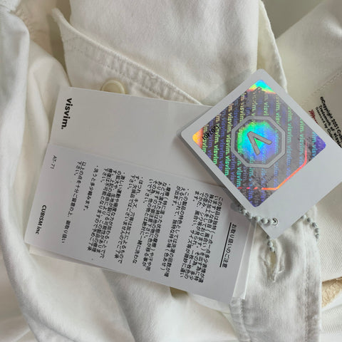 VISVIM Camisa protectora Grand River L/S de algodón desgastado blanco talla M