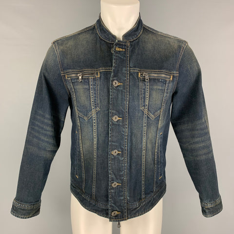 JOHN VARVATOS Size M Blue Embroidery Cotton Jacket