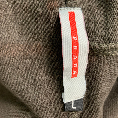 PRADA Size L Olive Mixed Fabrics Hoodie Casual Top