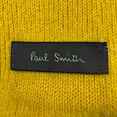 PAUL SMITH Bufanda de punto de lana con flecos, talla única, color amarillo mostaza