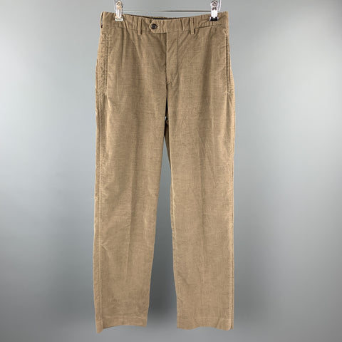 PRADA Talla 30 Pantalones casuales de pana color topo con cremallera y bragueta