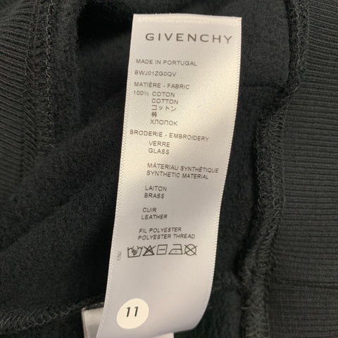 GIVENCHY SS 2021 Taille XS Noir Cristal Embellissement Coton Pull à capuche surdimensionné