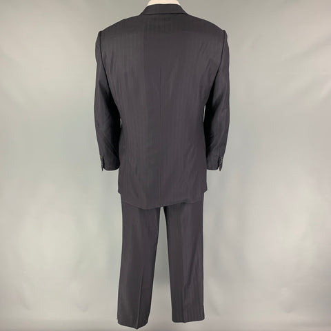 BRIONI Size 42 Navy Stripe Wool Notch Lapel Suit