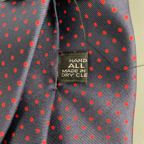 HARVIE & HUDSON Navy Red Polka Dot Silk Twill Tie