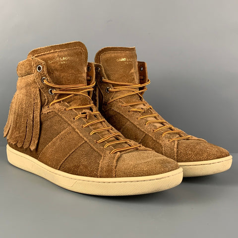 SAINT LAURENT Size 10 Tan Fringe Suede High Top SL/18H Sneakers