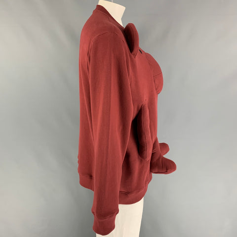 WALTER VAN BEIRENDONCK FW 21 W:A.R. Walter About Rights Size L Burgundy Cotton Bear Sweatshirt