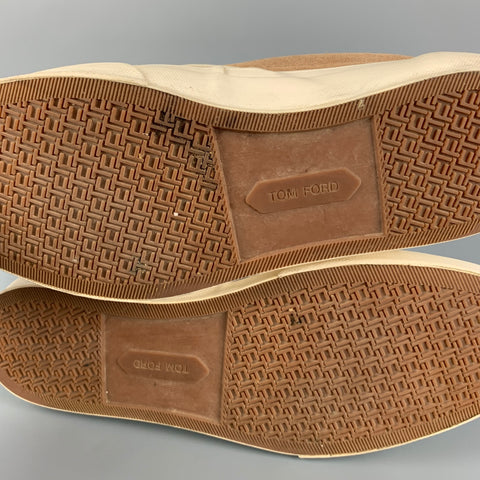 TOM FORD Size 10 Khaki Leather Slip On Sneakers