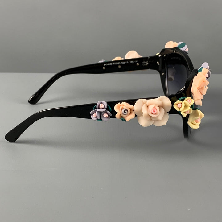 DOLCE & GABBANA Black Multi-Color Floral Acetate Sunglasses