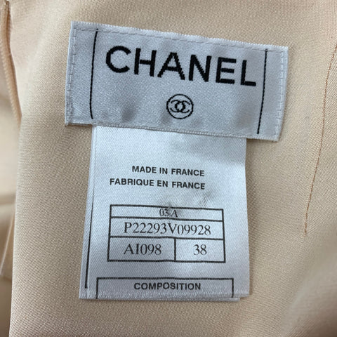 CHANEL AI098 03A Size 4 Champagne Silk Layered Skirt