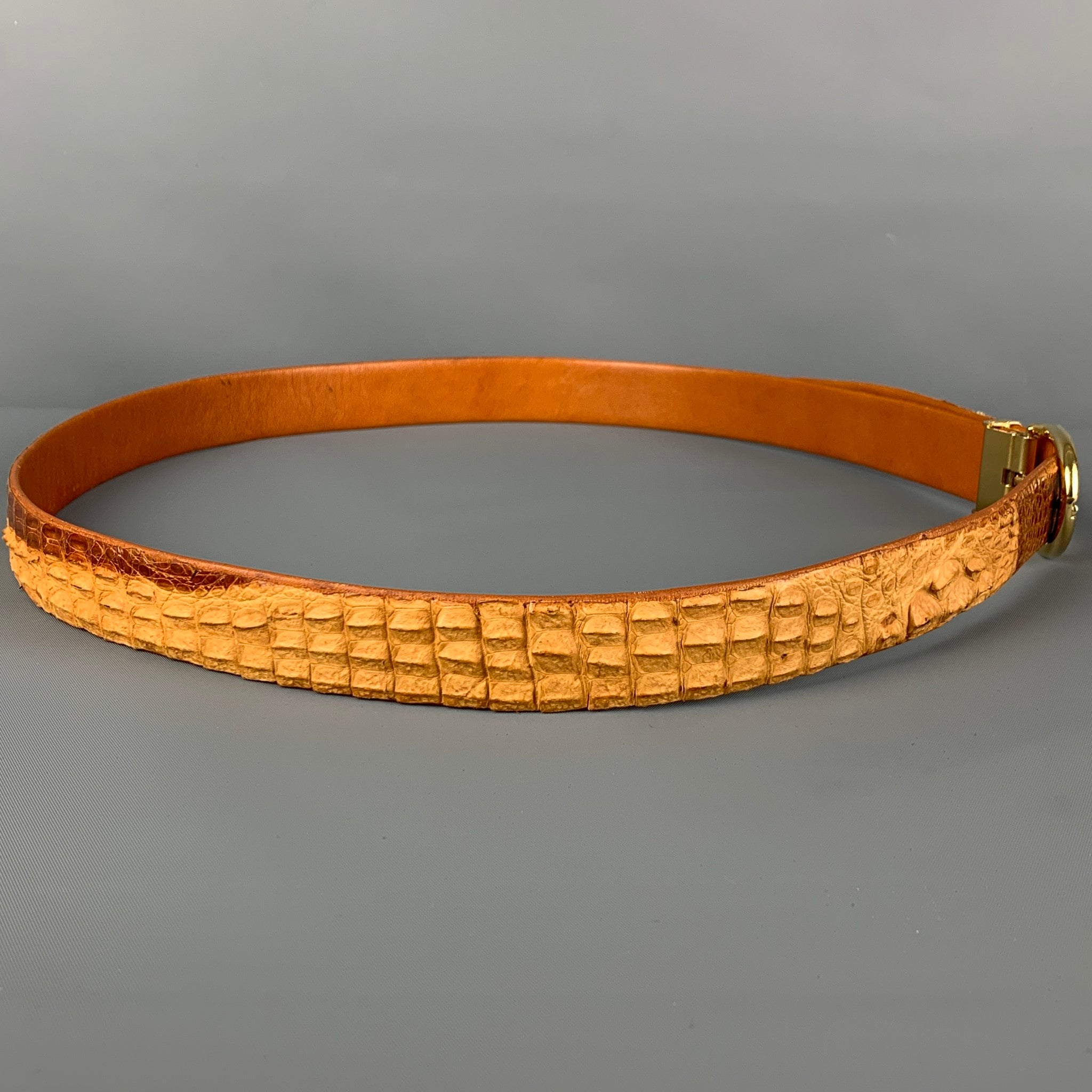 Vintage GIANNI VERSACE Size 40 Brown Tan Crocodile Leather