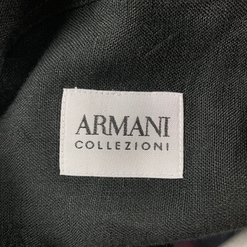 ARMANI COLLEZIONI Size XXL Black Linen Buttoned Short Sleeve Shirt