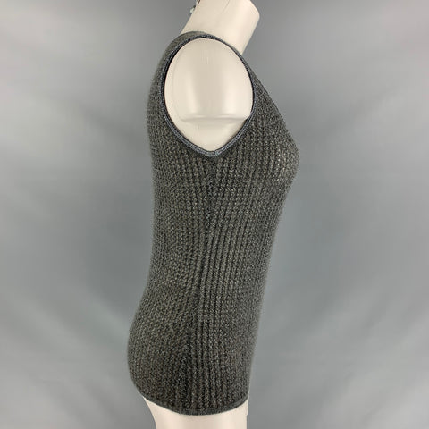 MISSONI Size 2 Grey Silver Mohair Blend Knitted Casual Top