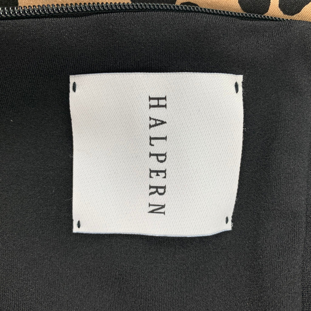 HALPERN Size XS Tan & Black Leopard Print Polyamide Bare Shoulder Jumpsuit