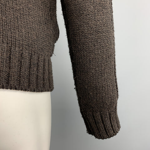 IMPERIAL Size M Brown Knitted Wool Blend High Collar Zip Up Jacket