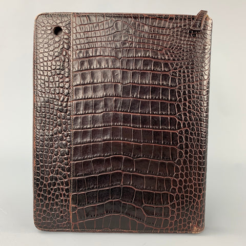 SMYTHSON DE BOND ST. Étui iPad en cuir gaufré marron