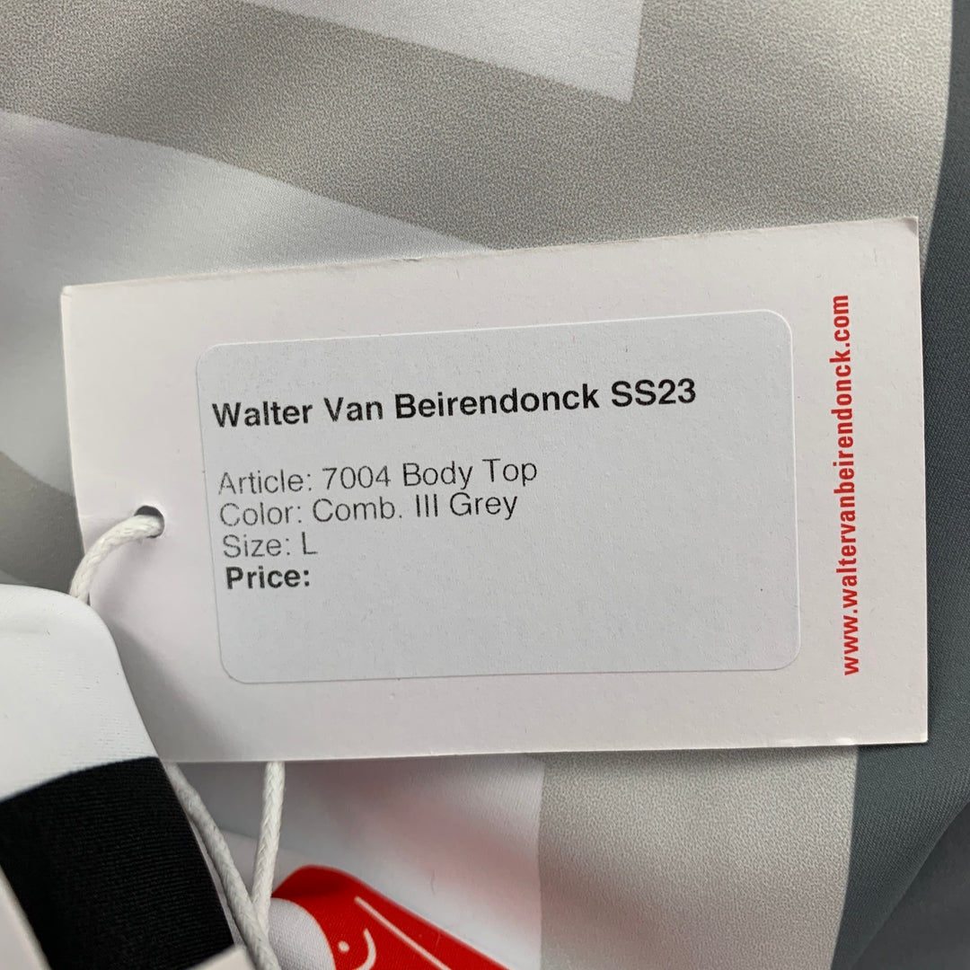 WALTER VAN BEIRENDONCK SS23 Size L Grey Graphic Nylon Jersey Bike Top