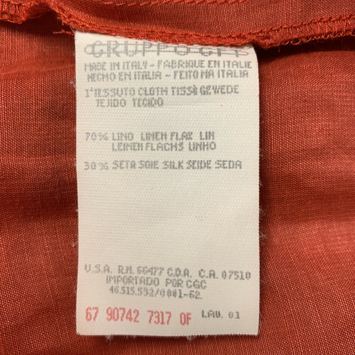 VALENTINO Size 4 Orange Linen &  Silk Solid Wrap Dress