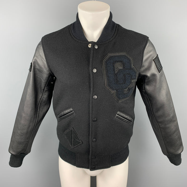 OPENING CEREMONY Size XS Black Wool Leather Sleeves Varsity Jacket