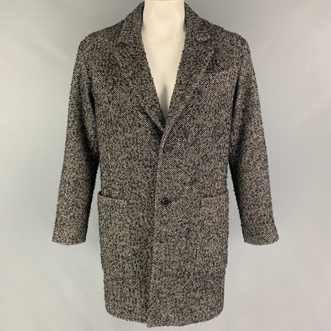 AMI by ALEXANDRE MATTIUSSI Size 38 Black White Herringbone Coat