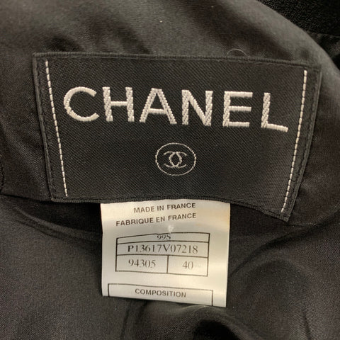 CHANEL Size 8 Black Wool Ribbed Sleeveless Pants Suit
