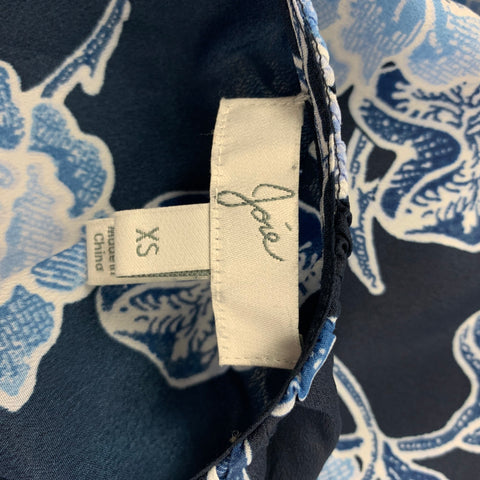 JOIE Size XS Navy Blue Polyester Floral Blouson Casual Top