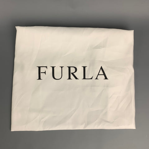 FURLA Fortezza Beige & Black Straw Leather Trim Tote Handbag